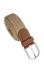 Kulit Dikepang Elastis Peregangan Sabuk Logam Belt (khaki)