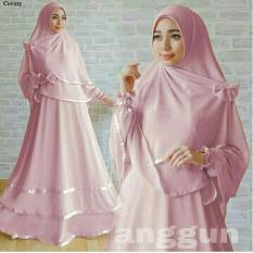 LF Baju Gamis Muslimah syari Fitri Busui / Set Terusan Maxi / Syari Simple Elegant / Baju Muslim Wanita / Kebaya Modern (ggunan) 1N - Pink Dusty /Hijab Muslimah / Baju Muslimah Wanita / Syari Syari'i Muslim / Gaun Muslim / Long Dress Muslimah Wanita