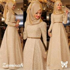 GAMIS Mirah / Hijab Muslim / Muslim Syari Hijab Zamirah / Busana Dress Muslim / Kebaya Modern Lebaran SS - Mocca