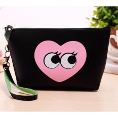 Lips Pouch Tas Dompet Lucu Tempat Kosmetik Make Up Stationary Purse - HITAM LOVE