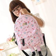 Lucu bahu perempuan Jepang dan Korea Fashion Style tas travel tahan air tas ransel (Merah muda es krim)
