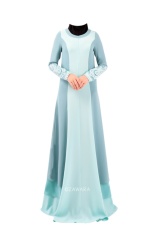Malaysia Muslim Women's Dress, Large Size Dress, Color Matching Robe(Blue)