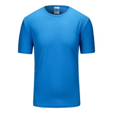 Pria Cepat Kering Lengan Pendek Budaya T-shirt-nya (Biru Muda)