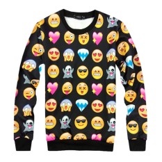 Pria Wanita Hitam Emoji Lucu 3D Cetak Keringat Celana Pelari Atasan Sweater Jalur Setelan Hitam-Internasional