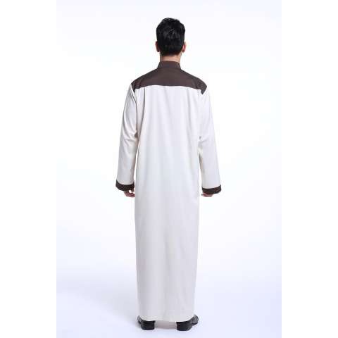 Pria Jubah Jubahs Arab Timur Tengah Muslim Desain Terbaru Pria Lengan Panjang Pakaian-Gading-Intl 2