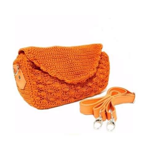 Meyliem Shop Tas Rajut Selempang Tutup Oval - Orange