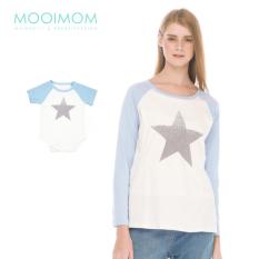 MOOIMOM Star Long Sleeve Nursing T-shirt Couple Set Baju Hamil Menyusui Couple Ibu Anak