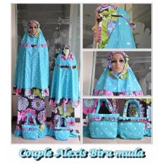Mukena Katun Alexis Couple Ibu Anak Set Cantiq - Biru Muda