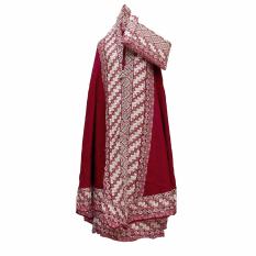 Mukena Katun Bali Motif Sunda Merah Bata