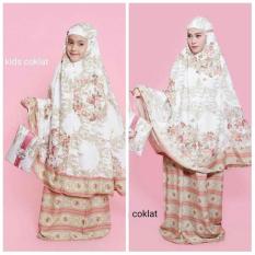MUKENA RUKUH KEMBAR COUPLE IBU ANAK TK 2-5TAHUN KATUN RAYON ND COKLAT