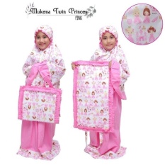 Mukena Telekung Anak TK SD 2-10Tahun Katun Jepang Twin Princess Pink