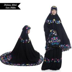 MUKENA TELEKUNG KADO HANTARAN NIKAH UMRAH KATUN RAYON BORDIR HITAM