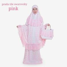 MUKENA TELEKUNG RUKUH EXCLUSIVE PREMIUM PRADA SWAROVSKY BORDIR PINK
