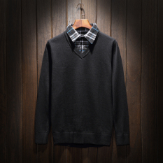 Musim Gugur Dan Musim Dingin Korea Fashion Style Orang Gemuk Ukuran Plus Ukuran Besar Baju Dalaman Sweter (Hitam)