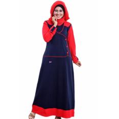 Mutif M-103 Dress Wanita Baju Muslim Modern Gamis Katun Combed Kaos Biru Navy