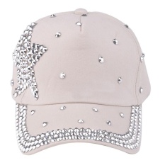 Baru Bisbol Cap Berlian Imitasi Bentuk Bintang Beige-Intl