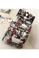 New Brand Fashion Motif Kepribadian Graffiti Wanita Mens Kanvas Ransel Tas Sekolah untuk Remaja Travel Tas Mochila-Intl