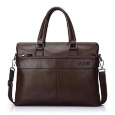 Polo Baru XH PU Leather Briefcase Mens Tas Mens BusinessBags Berkualitas Tinggi Mens Messenger Bag 14-inch MSAAM9 (warna: Seperti Gambar Pertama)-Intl