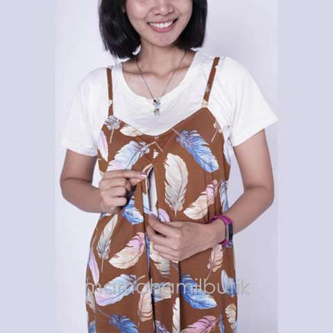 Ning Ayu Baju Hamil Dress Overall Hamil Menyusui 2in1 Gaurine Dress - HO 74 3