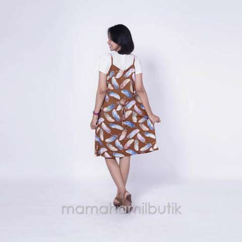 Ning Ayu Baju Hamil Dress Overall Hamil Menyusui 2in1 Gaurine Dress - HO 74 2