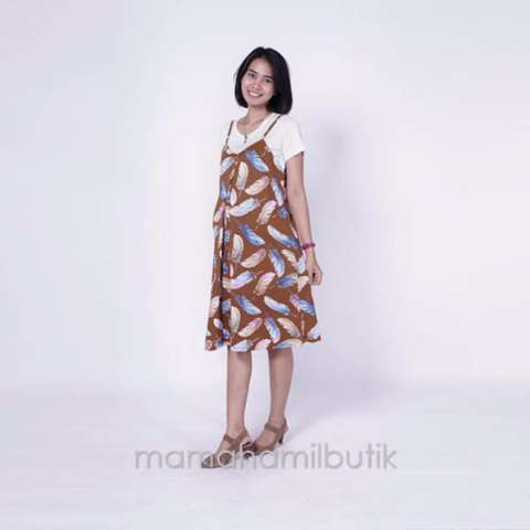 Ning Ayu Baju Hamil Dress Overall Hamil Menyusui 2in1 Gaurine Dress - HO 74 1