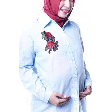 Ning Ayu Baju Hamil Modis Dress Belle Rossy Katun Full Kancing - BLJ 399 Hijau 3