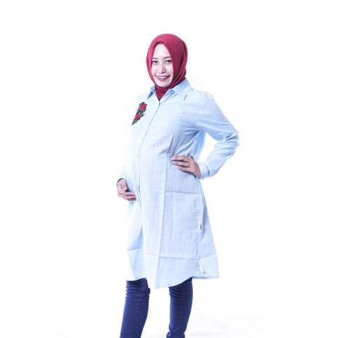 Ning Ayu Baju Hamil Modis Dress Belle Rossy Katun Full Kancing - BLJ 399 Hijau 1