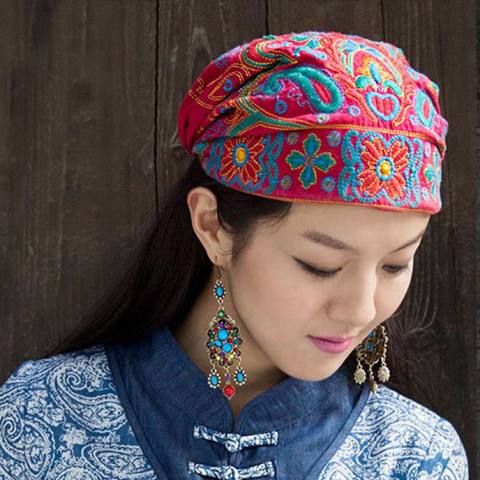 Balap Asli Breeze Bordir Bunga Topi Di Yunnan Menghidupkan Kebiasaan Lama Cina Breeze YANG BAGUS Jilbab-Internasional 1
