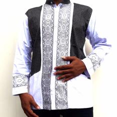 Ormano Baju Koko Muslim Batik Lengan Panjang Lebaran ZO17 KK38 Kemeja Fashion Pria - Putih