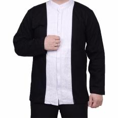 Ormano Baju Koko Muslim Batik Lengan Panjang Lebaran ZO17 KK56 Kemeja Fashion Pria - Hitam