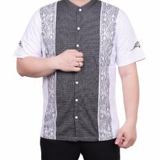 Ormano Baju Koko Muslim Batik Lengan Pendek Lebaran ZO17 KK51 Kemeja Fashion Pria - Putih