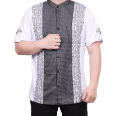 Ormano Baju Koko Muslim Batik Lengan Pendek Lebaran ZO17 KK53 Kemeja Fashion Pria - Putih
