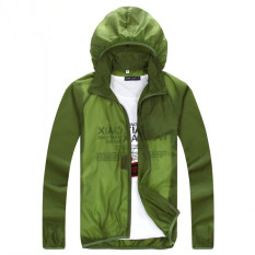 Outdoor Kulit Musim Semi dan Mantel Musim Panas Ultraviolet-bukti Mantel Debu Ultrathin Grille Kain Pasangan Rash Guard Panjang Lengan Jaket (hijau Tentara) -Intl?