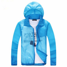 Outdoor Kulit Musim Semi dan Mantel Musim Panas Ultraviolet-bukti Mantel Debu Ultrathin Grille Kain Pasangan Rash Guard Panjang Lengan Jaket (biru Royal) -Intl?