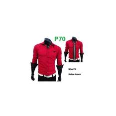 P70 Kemeja Hem Merah SLIM FIT- Tailor Bagus Bisa Modif SIZE LENGKAP