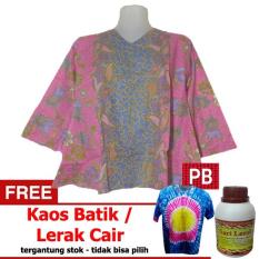 Pasar Beringharjo Fashion Baju Kemeja Atasan Dress Katun Batik Wanita Dewasa Kerja Kantor Kasual - Non Seragam Sarimbit Couple Keluarga Murah - Blouse Lengan Pendek 3/4 - Terbaru Modern - Kencana Biru Non Furing Muslim Gamis Hijab Tunik