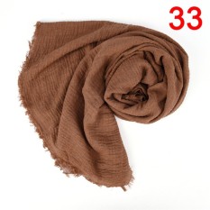 Premium Viscose Besar Crinkle Awan Jilbab Syal Selendang Lembut Islam Muslim Cokelat 28*9 Cm-Internasional