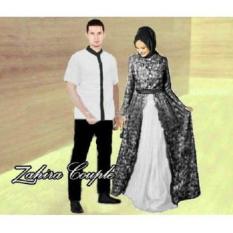 PROMO BAJU - SUPPLIER GROSIR PAKAIAN COUPLE MUSLIM CP ZAHIRA BAJU PASANGAN KEMEJA KOKO PRIA LENGAN PENDEK MAXI MAXY DRESS BRUKAT LENGAN PANJANG WARNA MAROON TOSCA NAVY WHITE MURAH GROSIR KEKINIAN