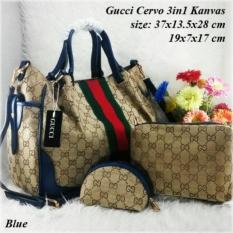 Promo!!Tas Fashion Wanita Gu**ci Cervo 3In 1 Kanvas Set Dompet I Gu**ci
