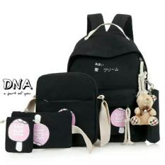 PUSAT GROSIR Tas Ransel Backpack Anak Sekolah Anak SD Laki Cewe Perempuan DNA Paket 4in1 Murah Hitam