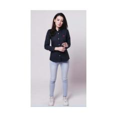Ready Kemeja Wanita Murah Surabaya CDG Play Button Shirt Navy