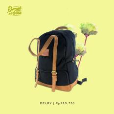 RW - Tas Ransel Backpack Pria Wanita Handmade Bags Rumah Warna - Delby Hitam