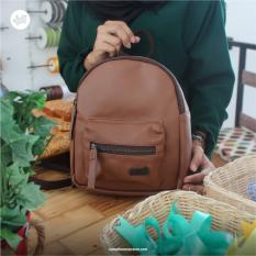 RW - Tas Ransel Wanita Imut Backpack Handmade Bags Vinyl Rumah Warna - Imoet Coklat