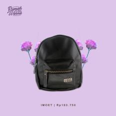 RW - Tas Ransel Wanita Imut Backpack Handmade Bags Vinyl Rumah Warna - Imoet Hitam