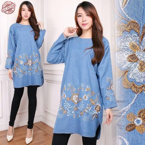 Home; SB Collection Atasan Blouse Christy Kemeja Jeans Jumbo Wanita