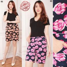 SB Collection Celana Pendek Hotpants Unik - Hitam Bunga Orange