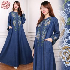 SB Collection Dress Maxi Defi Gamis Jeans Longdress Jumbo Wanita