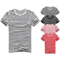 Sembilan Sembilan Kecil Bening Remaja Pria Dan Wanita Beberapa Lengan Pendek T-shirt Baju Dalaman (Selutut Lengan Putih Besar Bergaris)
