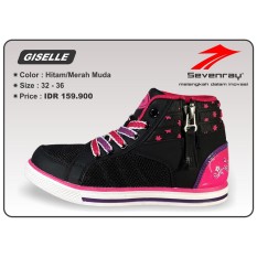 Sepatu Anak Perempuan Sevenray Giselle - Hitam/Merah Muda