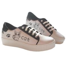 Sepatu Kets Wanita Sneaker Non Wakai Bukan Slip On Cat - Hitam